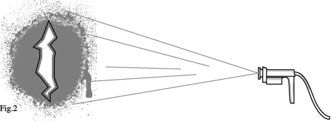 溶接材を吹き付けて破損部位に塗布する